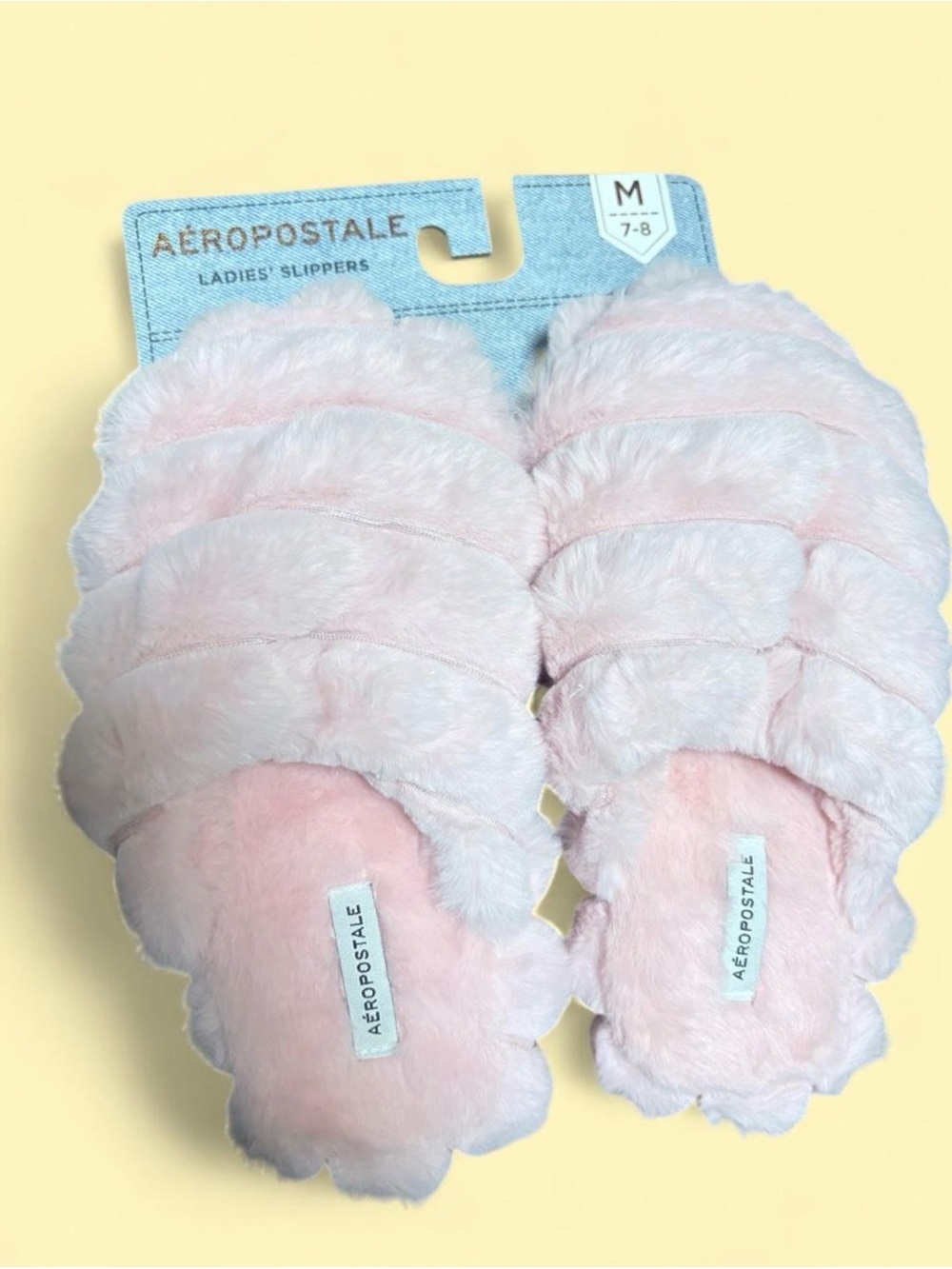 Aeropostale Plush Pink Fuzzy Slide Slippers